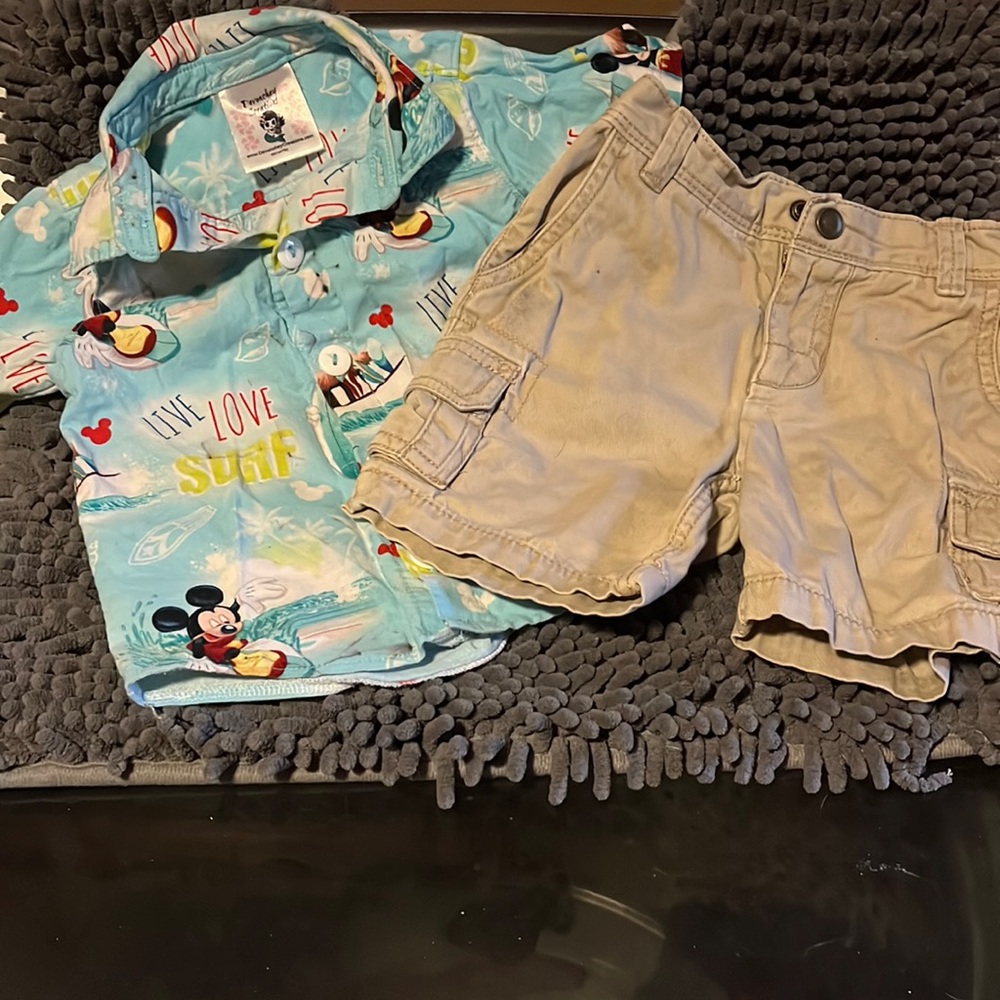 Disney button up w khaki shorts